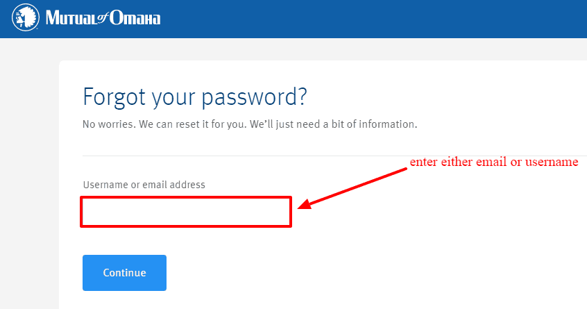 Mutual of Omaha password reset