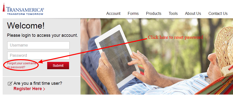 MyTransamerica reset password