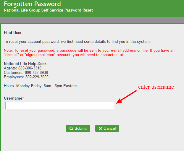 National Life Password Self Service