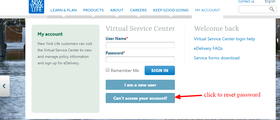 New York Life Insurance passreset