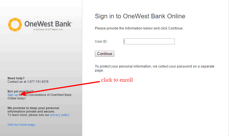 OneWest Bank Online Enroll