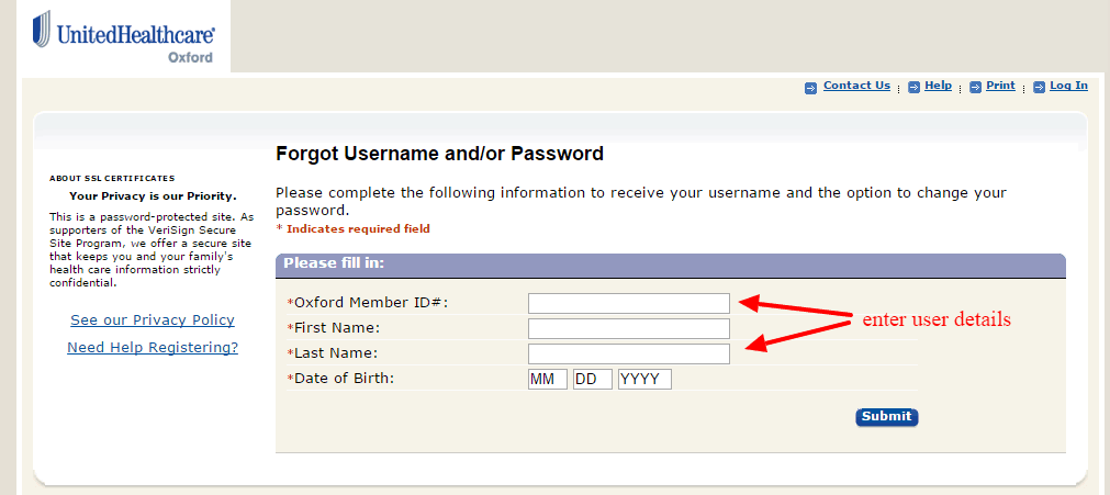 Oxford Health Forgot password