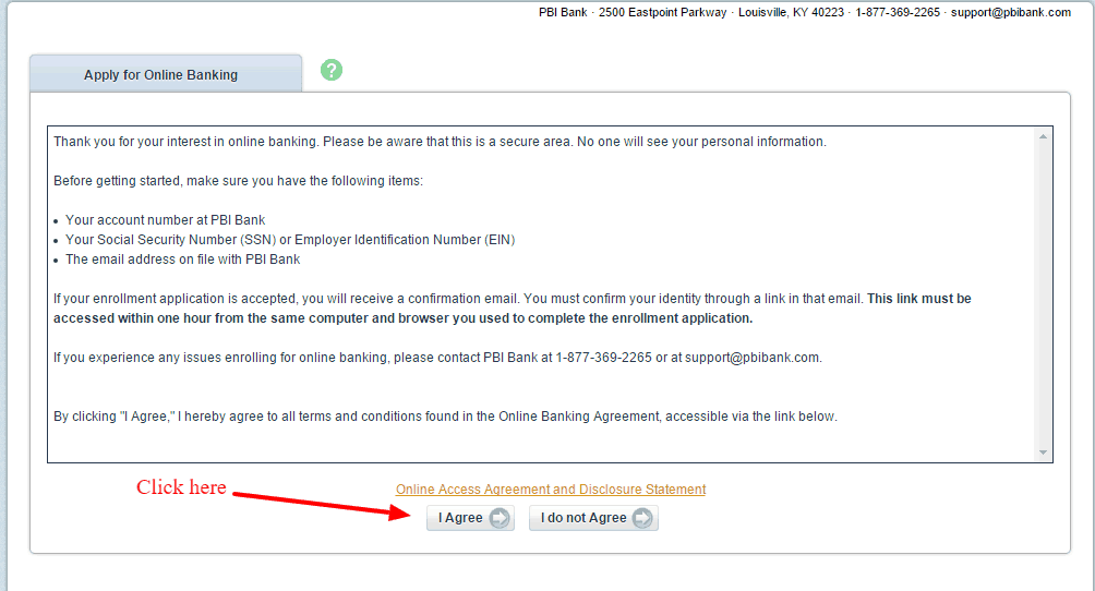 PBI Bank Online Agreement