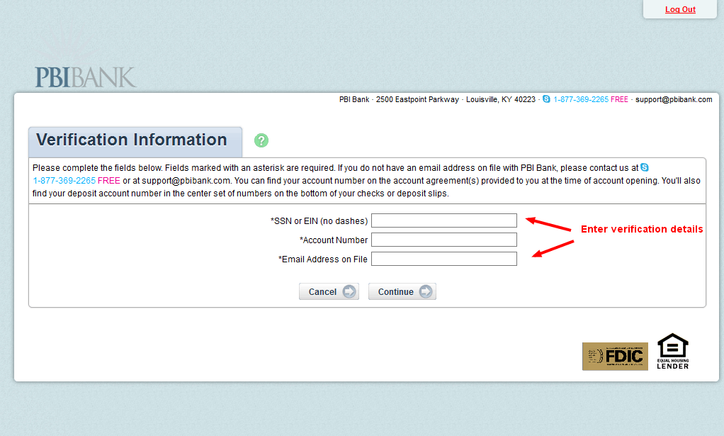 PBI Bank Verification Information