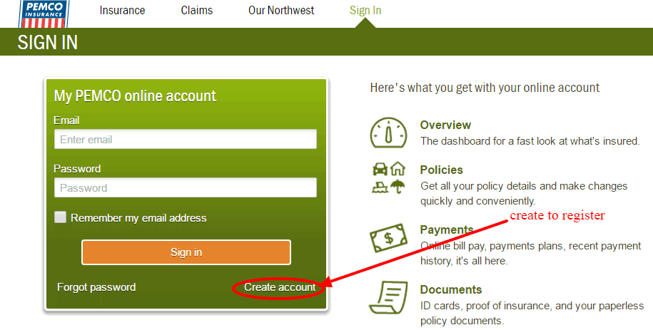 PEMCO create account