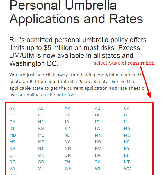 Personal umbrella state