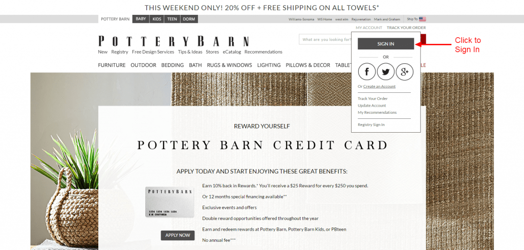 Pottery Barn Credit Card Online Login - CC Bank