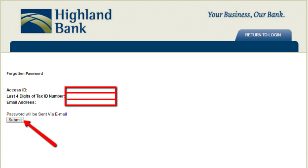 highland bank chanhe of address