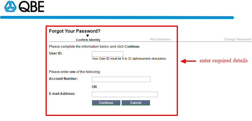 QBE forgot password