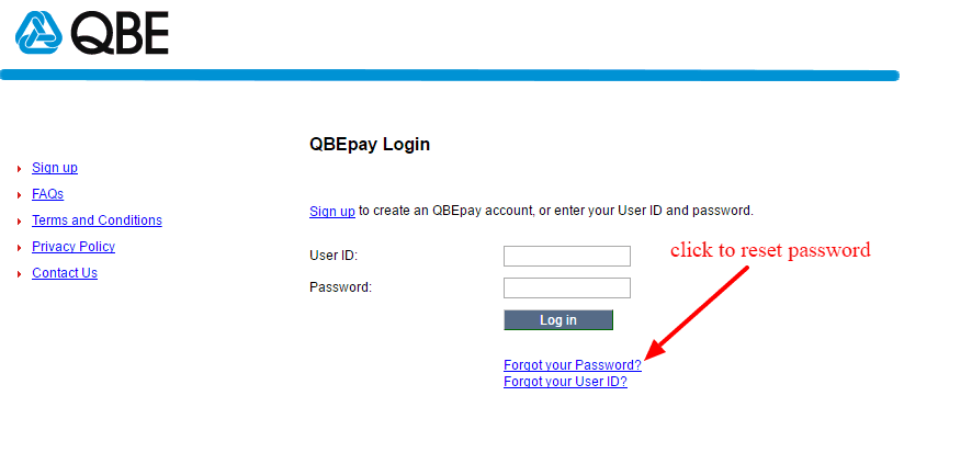 QBEpay reset password