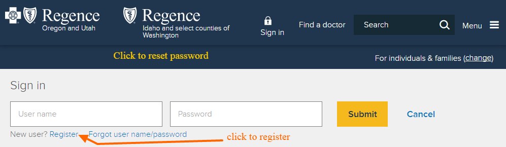 Regence insurance registration2
