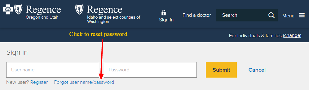 Regence insurance resetpass