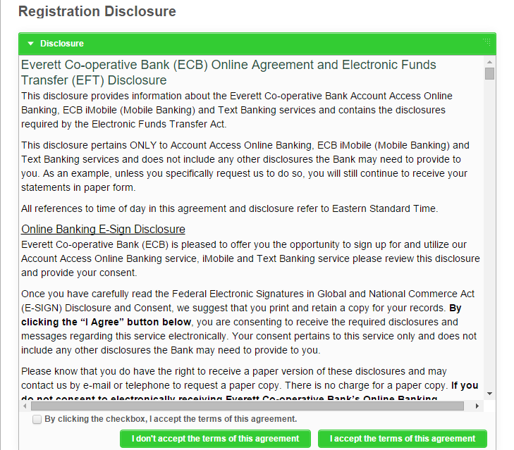 Registration Disclosure Everett Co operative Bank