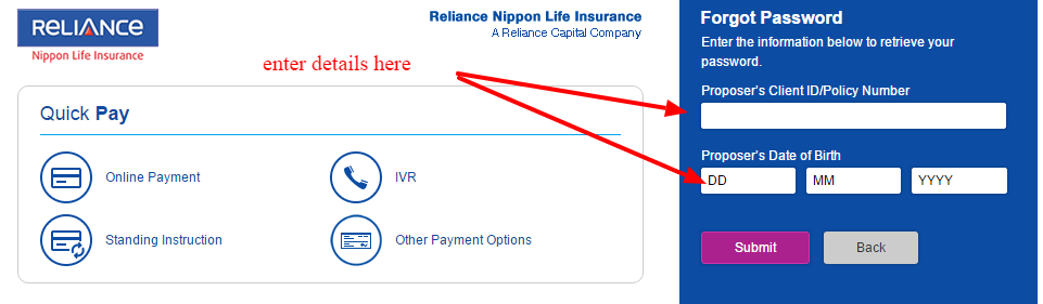 Reliance Nippon Life Insurance Online Login - CC Bank
