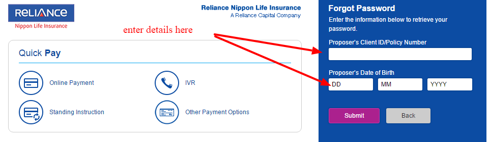 Reliance Life Insurance password-2