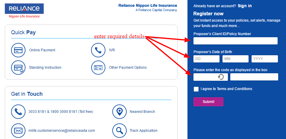 Reliance-registration