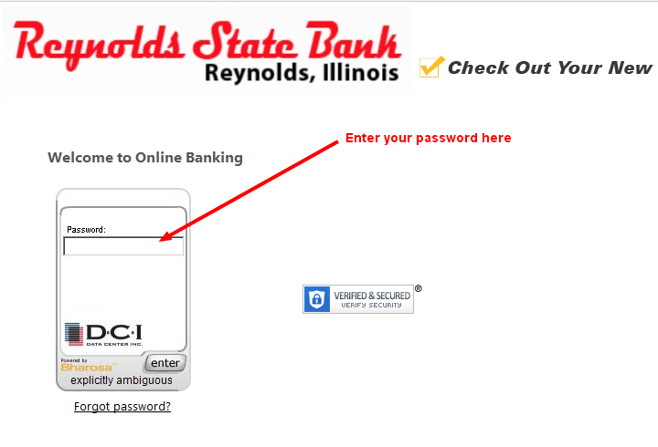 Reynolds State Bank Password Reset