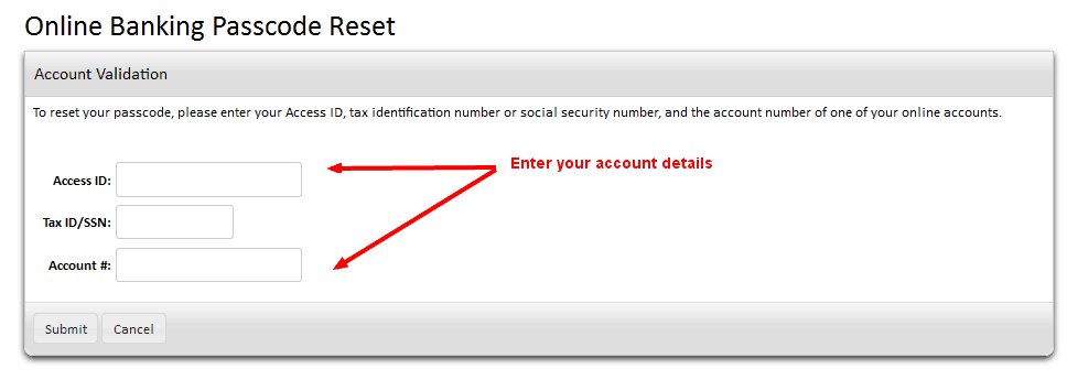 Rochester State Bank Reset Code