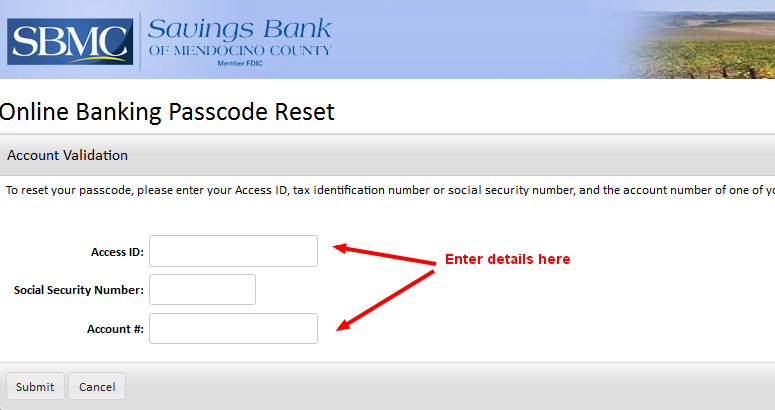 Savings Bank of Mendocino Reset Password-2