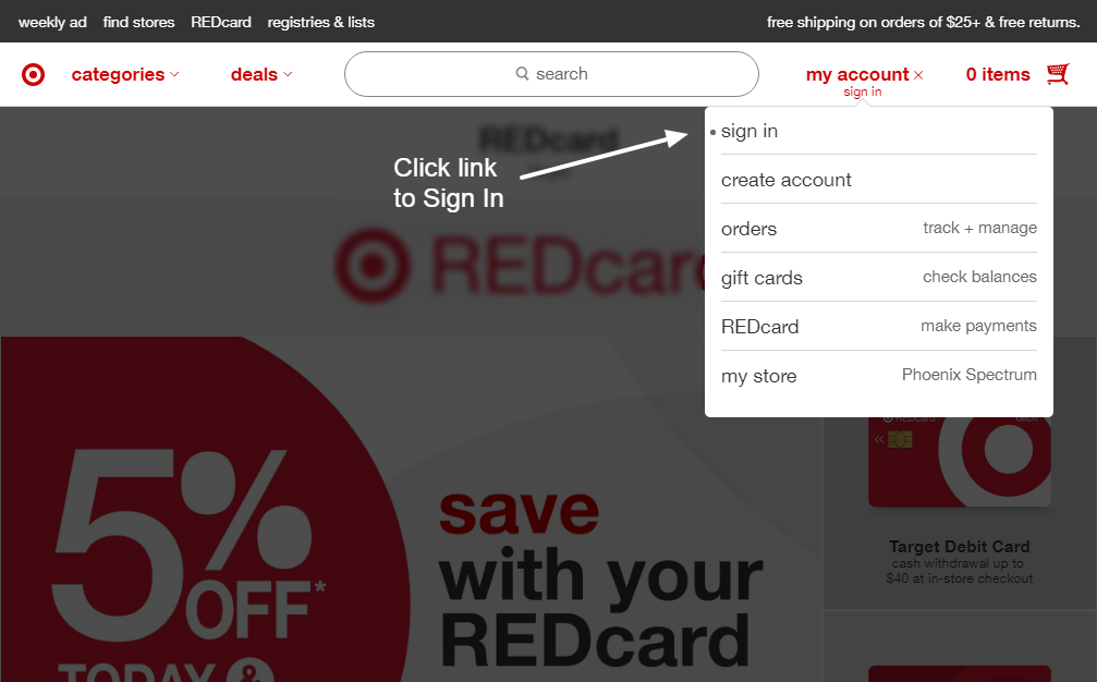 target red card login