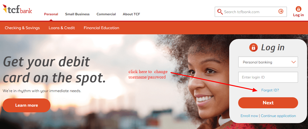 TCF Bank Change Password