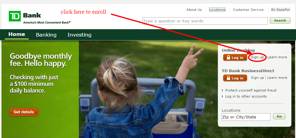 TD Bank Online Enrollment