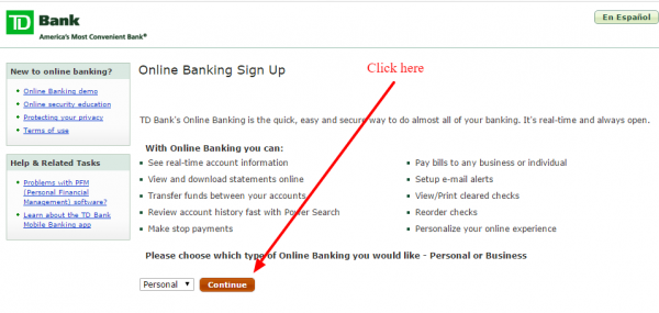 abrir cuenta en td bank online