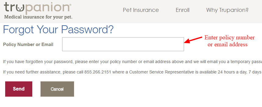 Trupanion Forgot Password