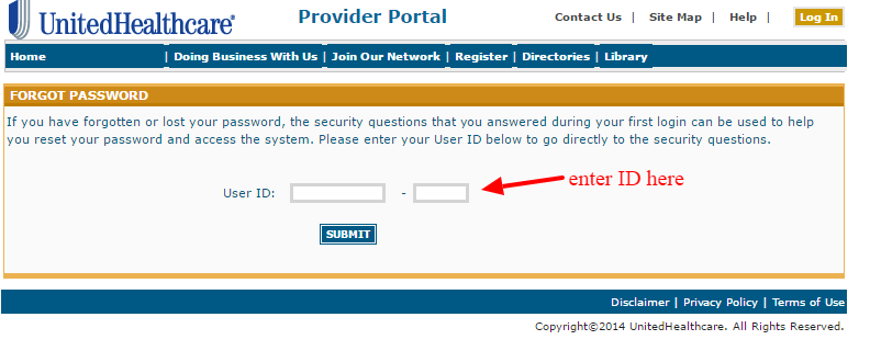 UnitedHealthcare password-reset