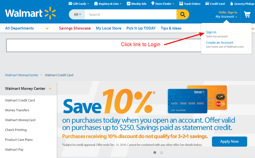 status of walmart credit card application