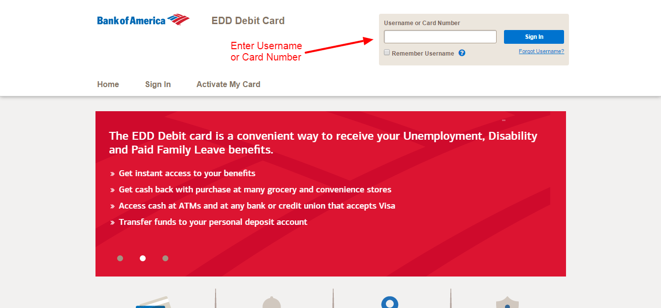 Bank Of America Edd Debit Card Online Login Cc Bank