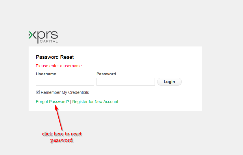 click here to reset password