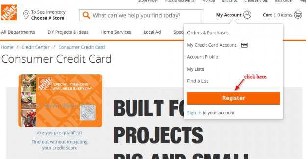 Home Depot Credit Card Registration