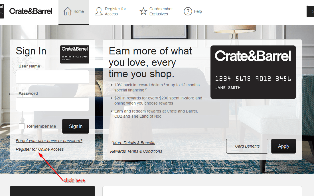 Crate And Barrel Credit Card Online Login CC Bank