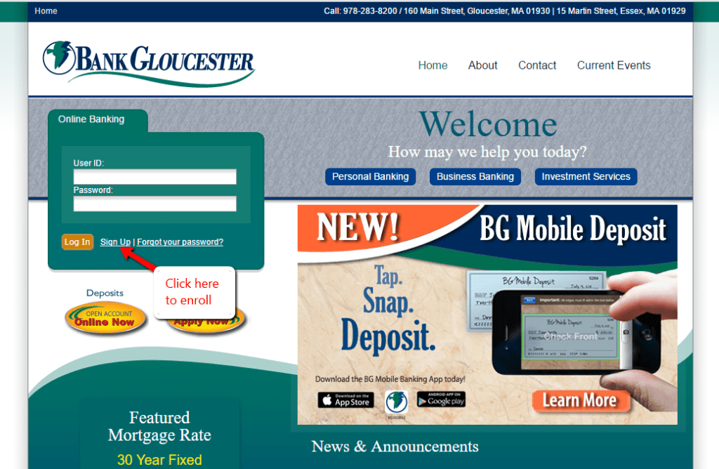 Bank Gloucester Online Banking Login CC Bank