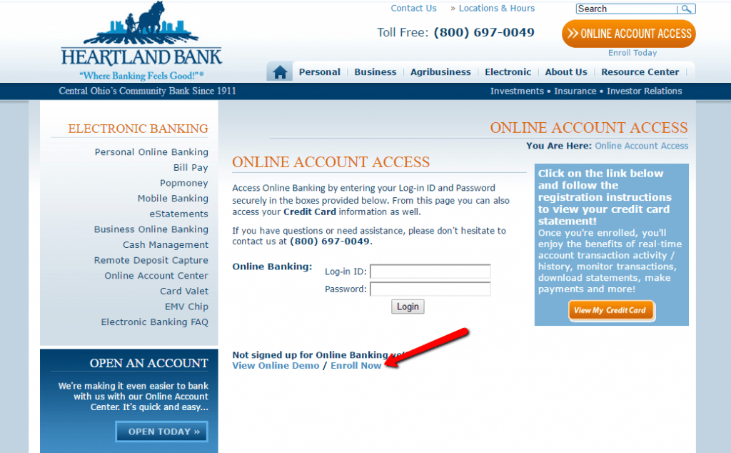 Heartland Bank Online Banking Login CC Bank