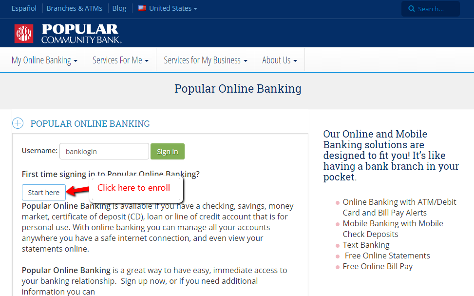 popular community bank login