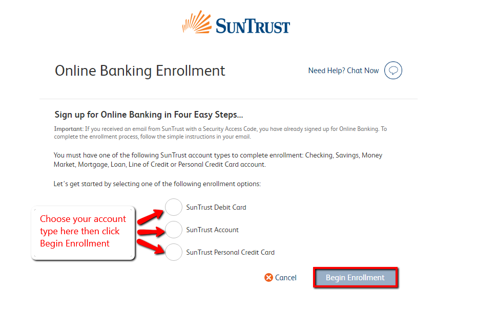 suntrust online banking login in page