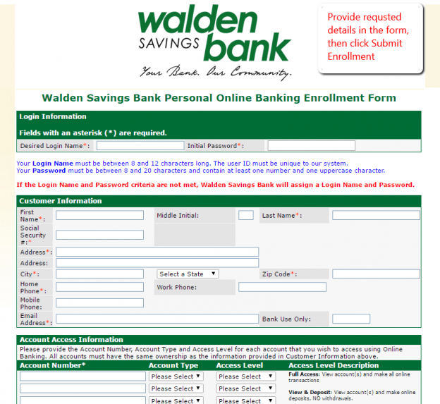 Walden Savings Bank Online Banking Login CC Bank