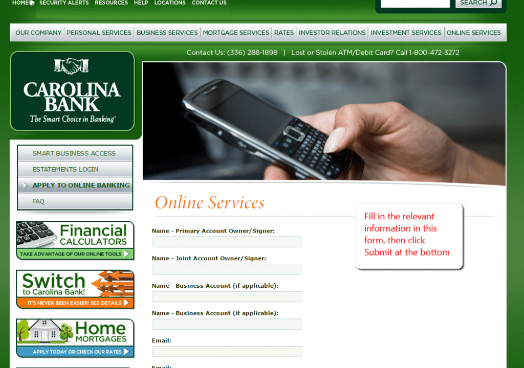 Carolina Bank Online Banking Login CC Bank