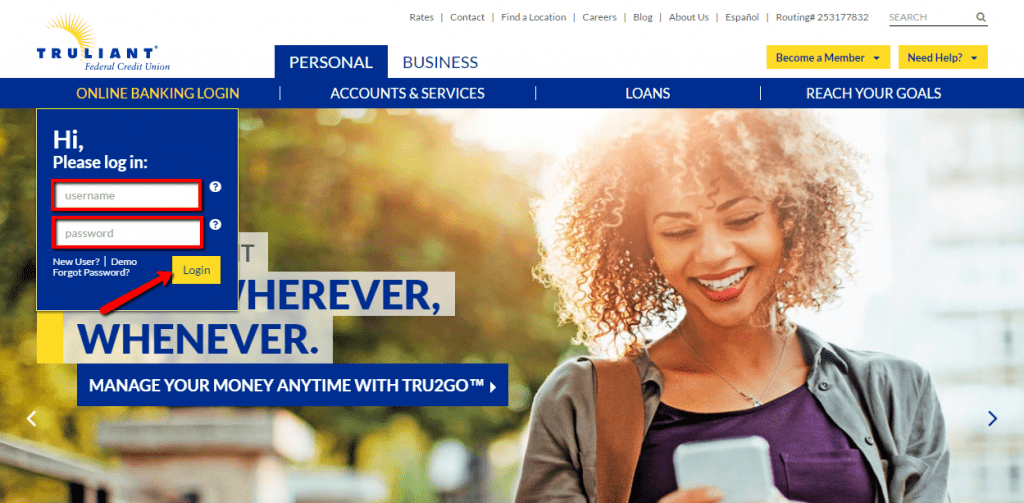 Truliant Federal Credit Union Online Banking Login CC Bank