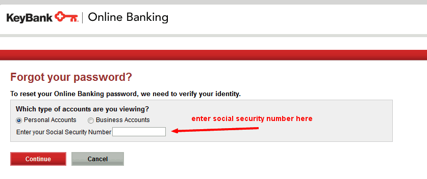 key bank reset password