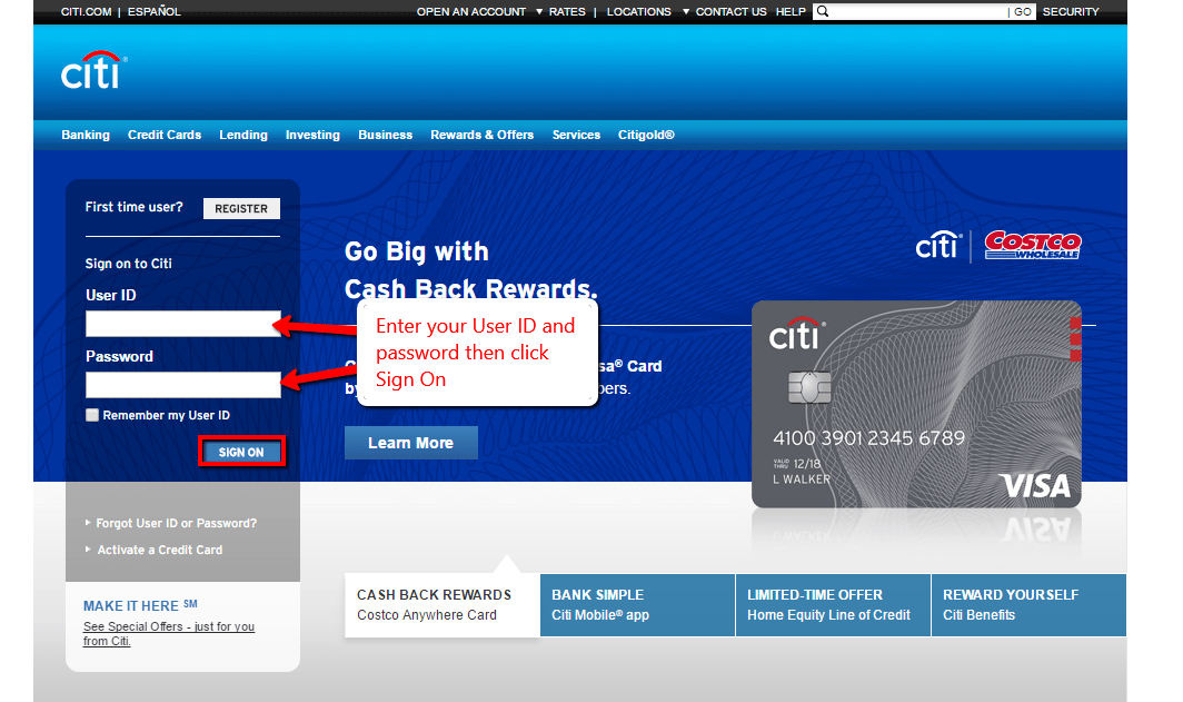 Citi Bank Online Banking Login Details