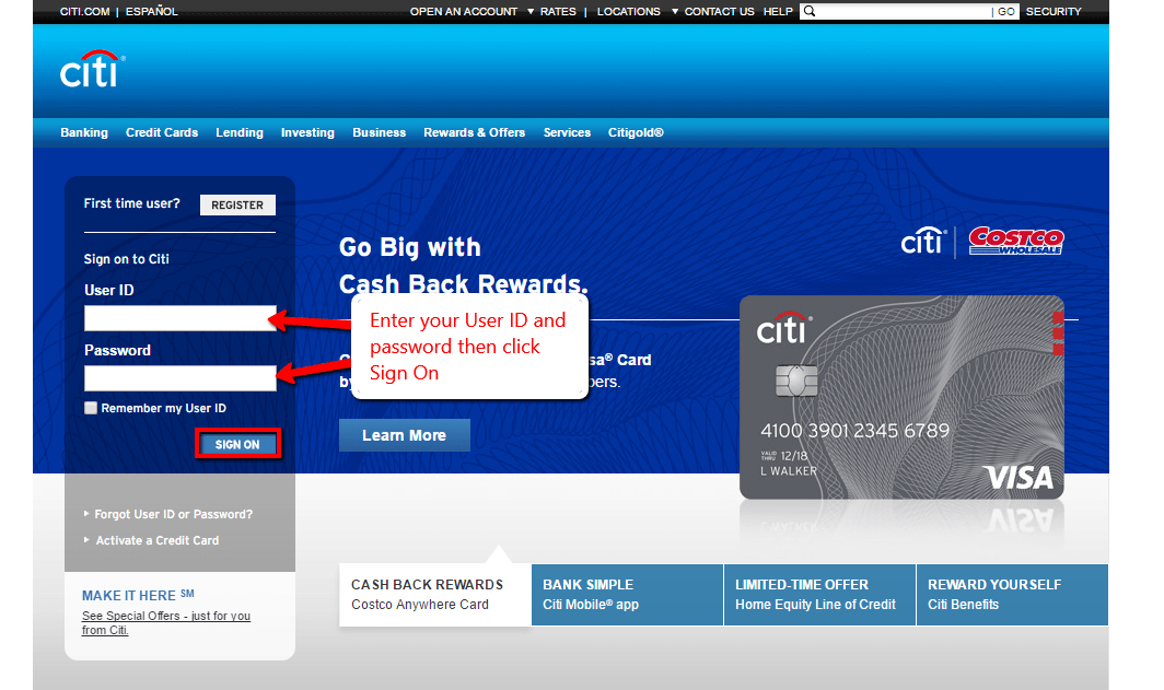 citi bank online log in