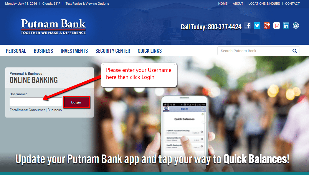 Putnam Bank Online Banking Login