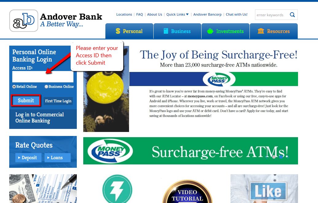 Andover Bank Online Banking Login CC Bank