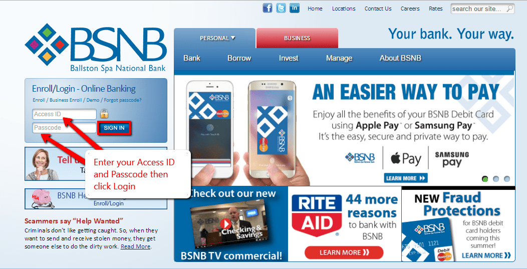 Ballston Spa National Bank (BSNB) Online Banking Login