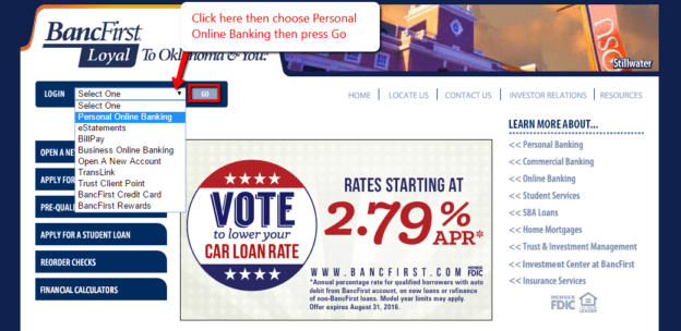 BancFirst Online Banking Login CC Bank