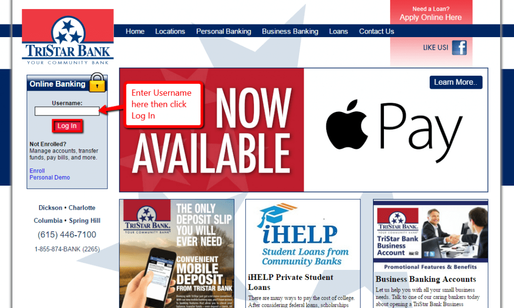 TriStar Bank Online Banking Login CC Bank