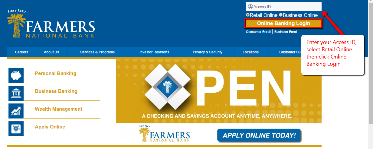 Farmers National Bank (Ohio) Online Banking Login